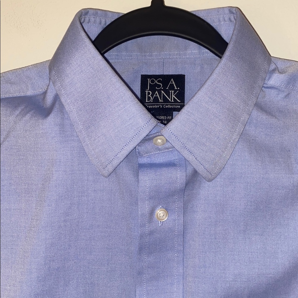 Jos. A. Bank Traveler’s Collection blue Oxford cloth dress shirt Sz 16 - 34